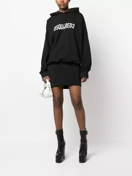Dsquared2 logo print hooded dress, черный