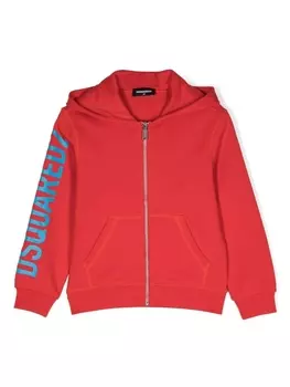 Dsquared2 logo-print zip-up hoodie, красный