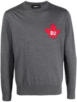 Dsquared2 maple leaf-motif jumper, серый