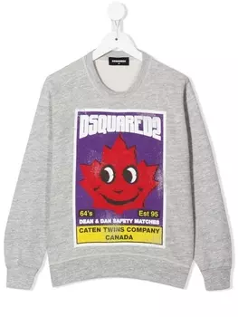 Dsquared2 меланжевая толстовка с графичным принтом, серый