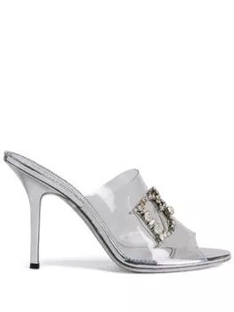 Dsquared2 мюли с кристаллами и логотипом, серебристый