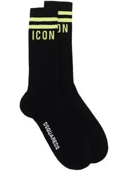 DSQUARED2 носки Icon вязки интарсия в рубчик, черный