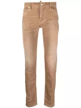 Dsquared2 paint splatter skinny jeans, коричневый