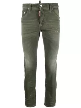 Dsquared2 paint splatter skinny jeans, зеленый