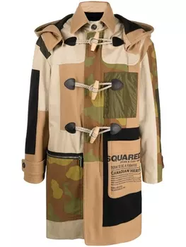 Dsquared2 пальто с камуфляжным принтом и застежкой тогл, нейтральный цвет