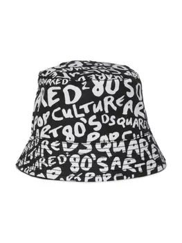 Dsquared2 панама с принтом, черный