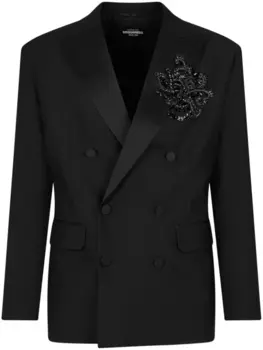 Dsquared2 пиджак из смесовой вирджинской шерсти со стразами, черный