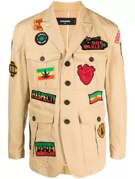 Dsquared2 пиджак с нашивкой-логотипом, нейтральный цвет