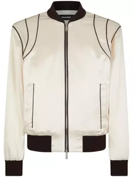 Dsquared2 pipe-trim satin bombe rjacket, нейтральный цвет