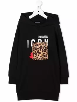 Dsquared2 платье-худи с карманом, черный
