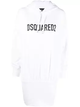 Dsquared2 платье-худи с логотипом, белый
