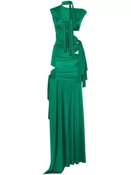 DSQUARED2 платье макси асимметричного кроя, зеленый