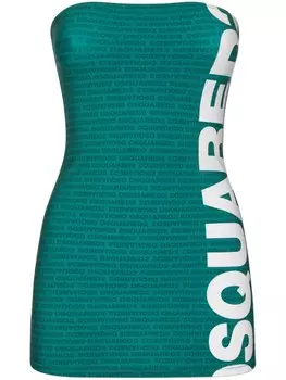 DSQUARED2 платье мини без бретелей с логотипом, зеленый