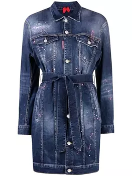 Dsquared2 платье мини с эффектом разбрызганной краски, синий