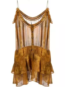 Dsquared2 платье мини с цветочным принтом, оранжевый