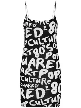 Dsquared2 платье мини с графичным принтом, черный