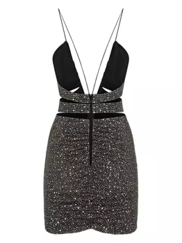 Dsquared2 платье мини с кристаллами и сборками, черный
