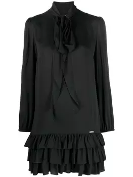 DSQUARED2 платье мини с оборками, черный