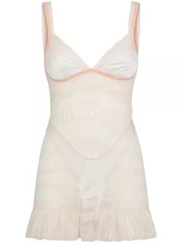 Dsquared2 платье мини с жаккардовым логотипом, нейтральный цвет