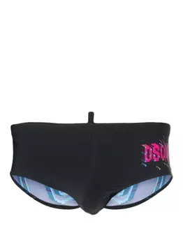 Dsquared2 плавки с принтом Icon, черный