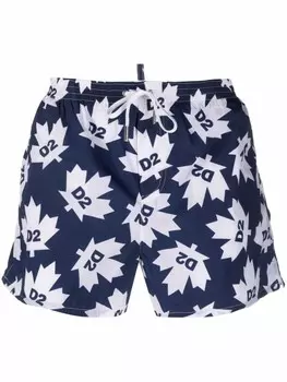 DSQUARED2 плавки-шорты Maple Leaf, синий