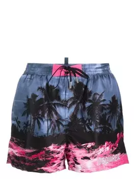 DSQUARED2 плавки-шорты с графичным принтом, синий
