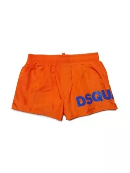Dsquared2 плавки-шорты с кулиской и логотипом, оранжевый