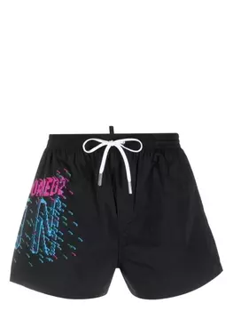 Dsquared2 плавки-шорты с кулиской и логотипом, черный