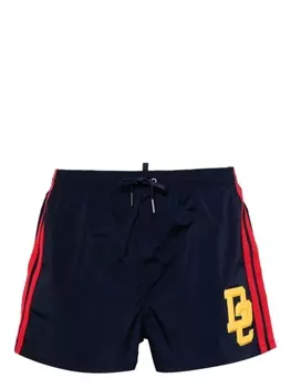 Dsquared2 плавки-шорты с кулиской и нашивкой-логотипом, синий