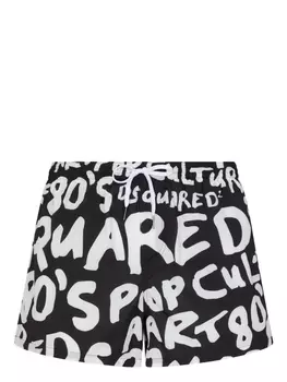 Dsquared2 плавки-шорты с логотипом, черный