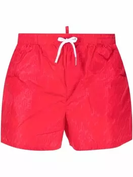 DSQUARED2 плавки-шорты с монограммой, красный