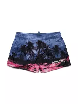Dsquared2 плавки-шорты с принтом, синий