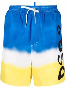 Dsquared2 плавки-шорты с принтом, синий