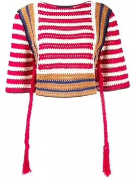 Dsquared2 полосатый джемпер в технике кроше, красный