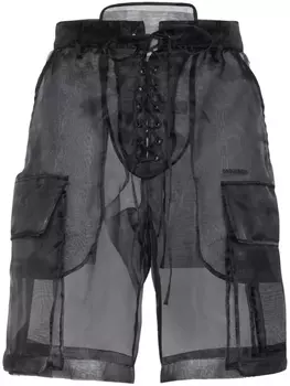 DSQUARED2 полупрозрачные шорты карго, черный