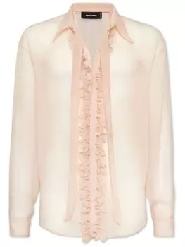 DSQUARED2 прозрачная рубашка с оборками, розовый