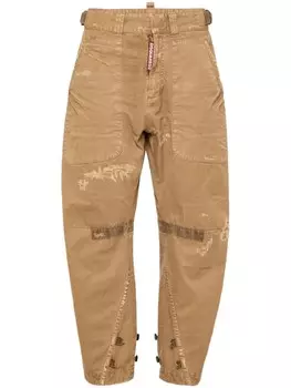 DSQUARED2 прямые брюки с эффектом потертости, коричневый