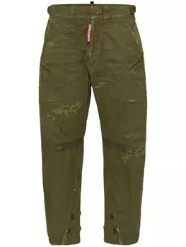 DSQUARED2 прямые брюки с эффектом потертости, зеленый