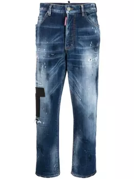 Dsquared2 прямые джинсы с эффектом потертости, синий