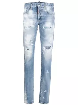 Dsquared2 прямые джинсы с эффектом потертости, синий