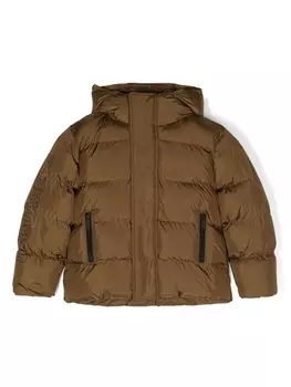 Dsquared2 пуховик с капюшоном и логотипом, коричневый
