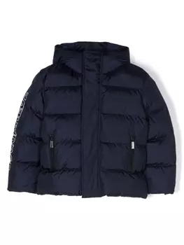 Dsquared2 пуховик с капюшоном и логотипом, синий