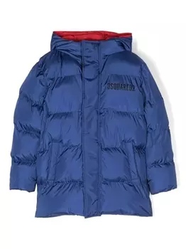 Dsquared2 пуховик с капюшоном, синий