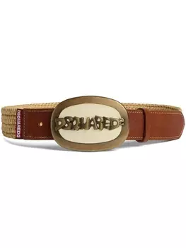Dsquared2 ремень из рафии с пряжкой-логотипом, коричневый