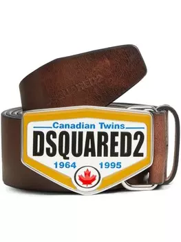 DSQUARED2 ремень с пряжкой-логотипом, коричневый