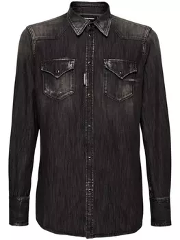 Dsquared2 рубашка из денима с длинными рукавами, черный