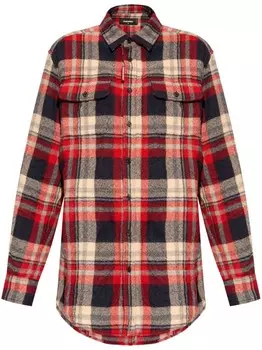 Dsquared2 рубашка из вирджинской шерсти в клетку, красный