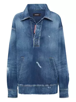 DSQUARED2 рубашка с эффектом потертости, синий