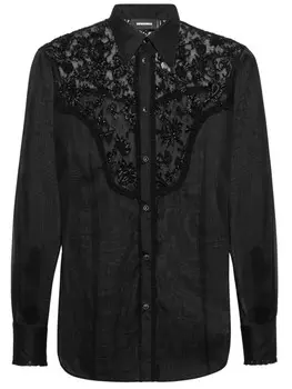 DSQUARED2 рубашка с кружевом, черный