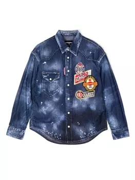 Dsquared2 рубашка с нашивкой-логотипом, синий